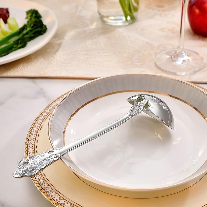 KEAWELL Premium 7.5 inch Luxury Gravy Ladle, 18/10 Stainless Steel, Small Gravy Spoon for Home. Solid and Sturdy, Dishwasher Safe. (2, Silver)