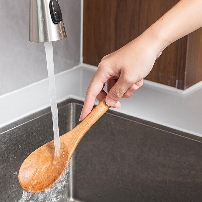 Wooden Spoons For Cooking 2PCS Wooden Cooking Spoons Acacia Wood Spoon Cooking 12″ Smooth Spoon Finish Comfortable Grip Wood Spoons Cooking Small Style Non-Stick Cooking Kitchen Utensil Set