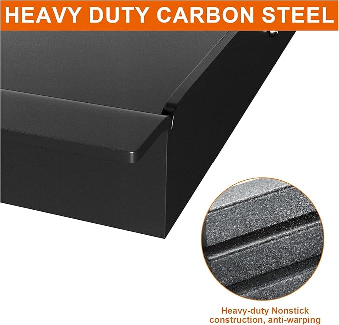 Full Size Griddle Insert for Weber Genesis 300 Series Gas Grills, 7524 Flat Top Grill Griddle Insert with Handles for Weber Genesis E310 E320 S330 EP310 EP320 EP330 CEP-310 Series, Carbon Steel
