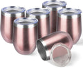 StarSpeed 12oz/6 Pack Wine Tumbler with lid, Stainless Steel Travel Mugs Stemless Double Wall Insulated Coffee Cup, Insulated Wine Glasses Travel Tumbler for Cold & Hot Drinks(Rose Gold, 6)
