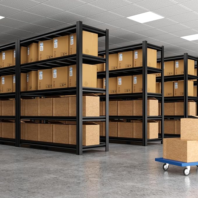 Extra Large/Big 55.12"W Father&I Industrial 6-Heavy-Dudy-Shelf-Rack Utility Tall Garage/Warehouse Shelving Metal/Steel Storage Shelves Unit/System Adjustable for Bin/Shed, 84"*55.12*24", Black