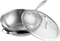 Cooks Standard Wok Pan Stainless Steel, 12-Inch Multi-Ply Clad Stir Fry Pan with Glass Lid, Induction Cookware, Silver