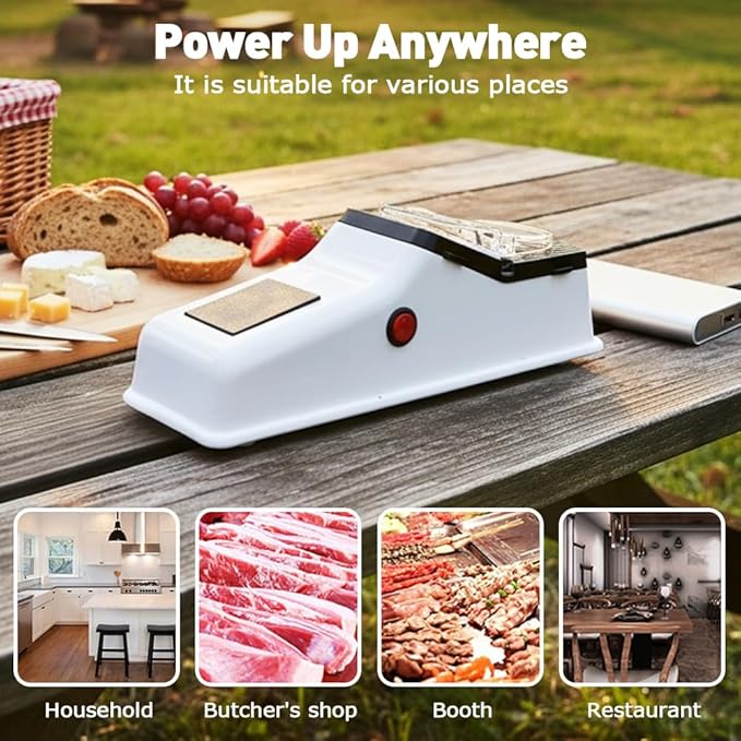 Electric Knife Sharpener, Knife Sharpening Tool with Replacement Grinding Wheel, USB Rechargeable MultiFunctional Sharpener for Kitchen Knives and Scissors,Home Restaurant Use (USB Sharpening Edition)