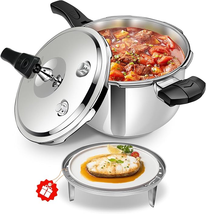 Pressure Cooker Stainless Steel pressure cooker 10.57 quart Commercial Stove Top Pressure Cooker Pot, Compatible with Gas & Induction Cooker 10.57+ quart for canning stainless steel large