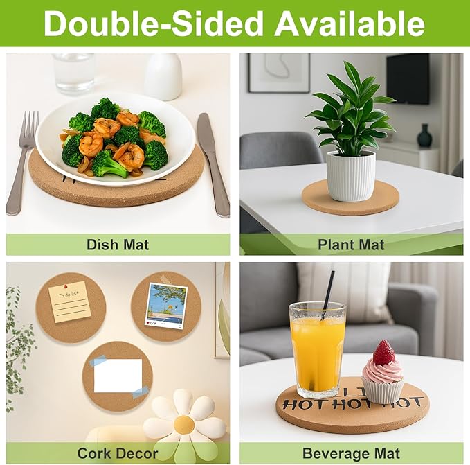 Cork Trivets for Hot Dishes Hot Pads for Kitchen Decor Accessories Plant Coasters Cute Silicone Trivet for Hot Pots and Pans Holder Quartz Countertop Trivet Set of 4 Large Coaster Round Cork Placemats