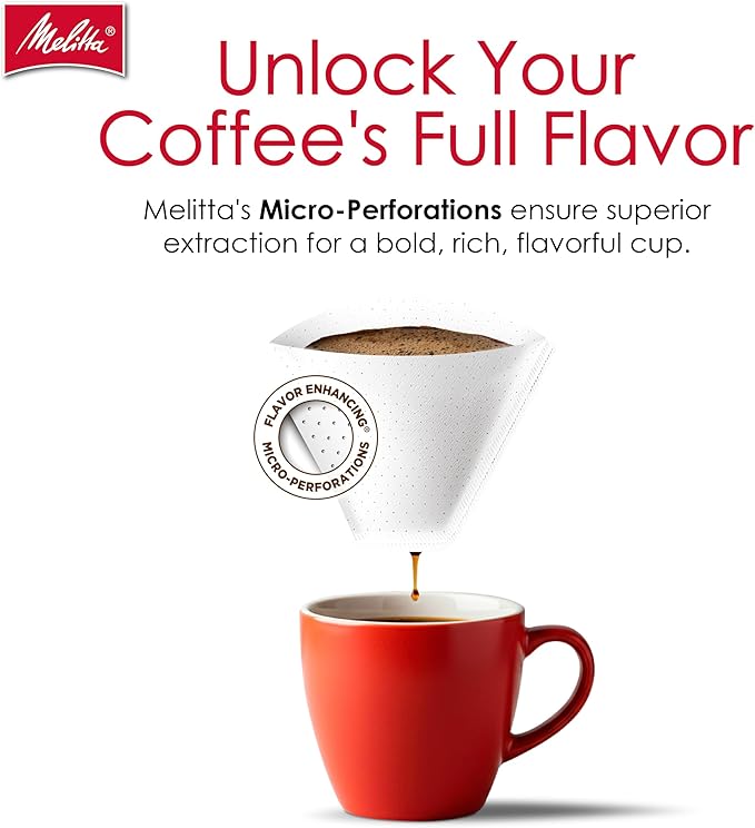 Melitta #4 Cone Coffee Filters, White, 100 Count (Pack Of 6), 600 Total Filters - Fits all 8-12 Cup Cone Coffee Makers and Pour-Overs, Compostable, Tear-Resistant, Made in USA