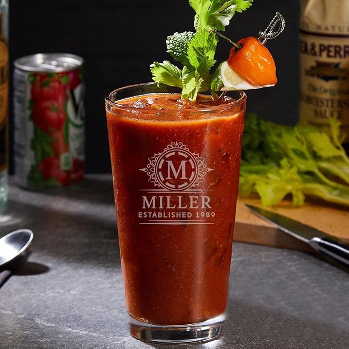 Custom Bloody Mary Glasses - Engraved Cocktail Glass, Gifts for Bloody Mary Lovers,