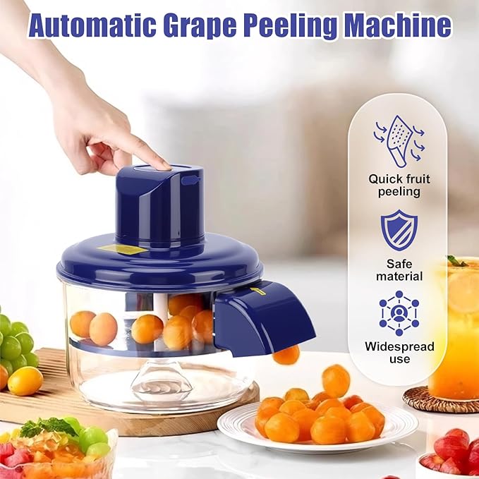 Automatic Grape Peeling Machine，Rechargeable Home Kitchen Aid Peeler, Electric Small Fruit Quick Peeler for Grapes, Garlic, Cherries and Cherry Tomatoes