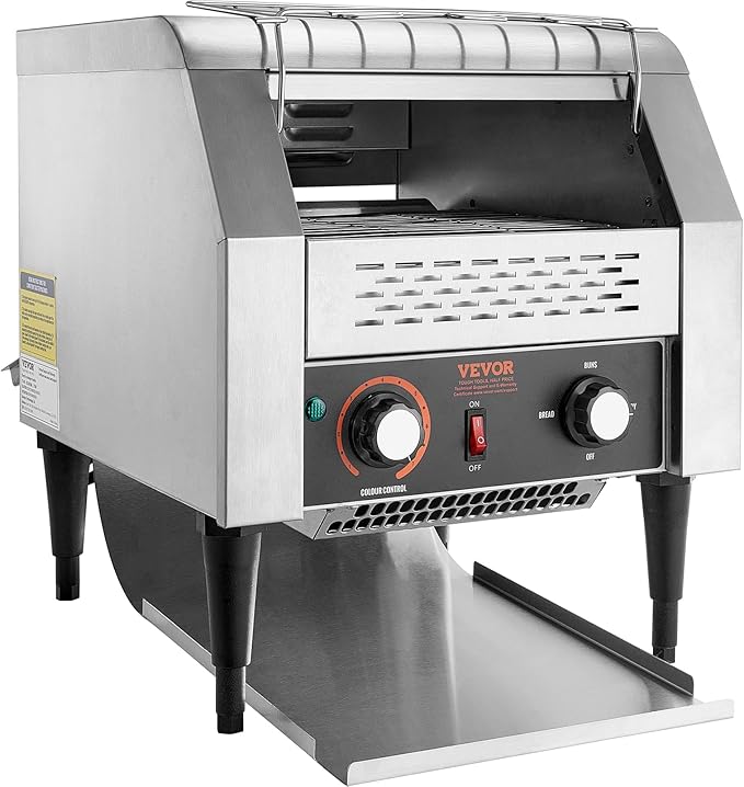 VEVOR Commercial Conveyor Toaster, 300 Slices/Hour, Heavy Duty Stainless Steel, Electric Restaurant Toaster for Toast, Bun, Bagel, Bread