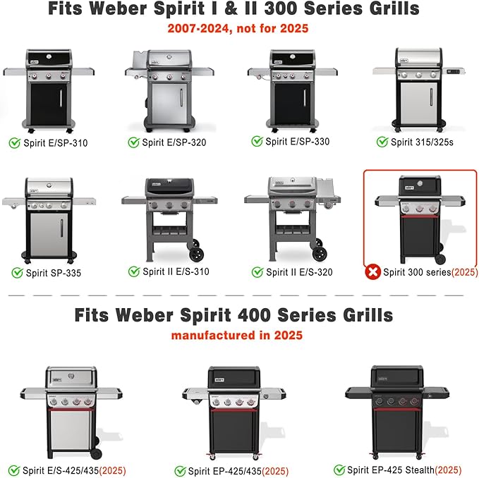 Stanbroil Full Size Griddle Insert for Weber Spirit 300, Spirit 400 Series Gas Grill, Flat Top Grill Griddle Insert for Weber Spirit 310 315 320 330 335 425 435, Stainless Steel