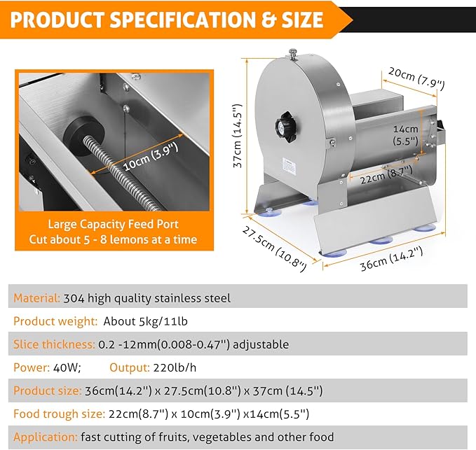 WICHEMI Electric Vegetable Slicer Commercial Fruit Slicer Cabbage Shredder Machine 2 IN 1 Manual Electric Vegetable Slicers Machine Stainless Steel Food Slicing Machines