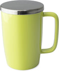 FORLIFE Dew Glossy Finish Brew-In-Mug with Basket Infuser & "Mirror" Stainless Lid 18 oz., Lime