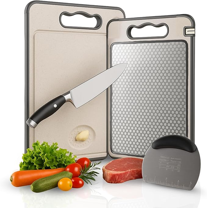 PurpleDove Double-Sided Non-Slip Cutting Board with Scratch-Resistant Mesh | Reversible Chopping Board, Non-Porous | Dishwasher-Safe Butcher Board for Chopping, Slicing & Dicing | Food Prep Board