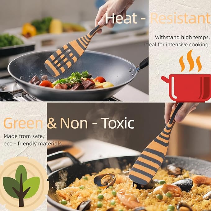 Dishwasher Safe Spurtle Set | Wooden Spatula for Cooking | Sturdy Wooden Spoons for Cooking | 3-Piece Handcraft Wood Spatula for Nonstick Cookware | Heat Resistant | Kitchen Decor