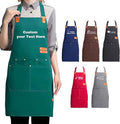 Custom Apron Personalized With Text Logo, Waterproof Adjustable Apron With Pockets For Cooking, Grilling, Bbq