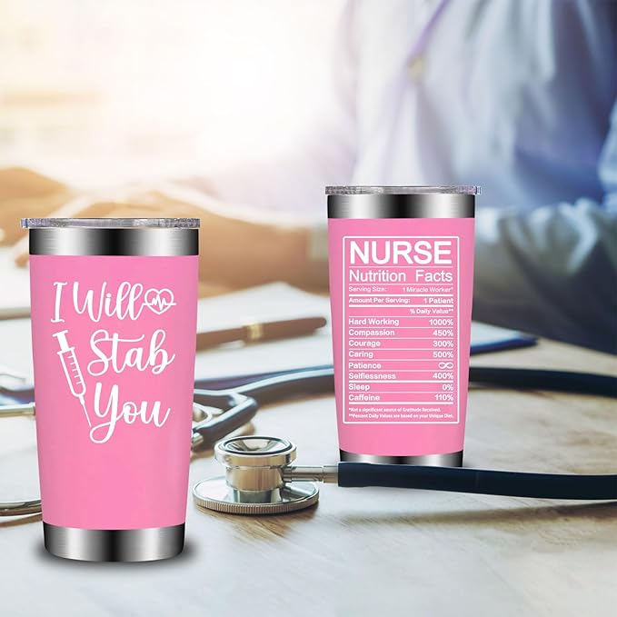 Nurse Gifts for Women - Nurses Week Gift - Nurse Graduation Appreciation Christmas Gifts for Nurses, Practitioner - 20oz I Will Stab You Tumbler Cup