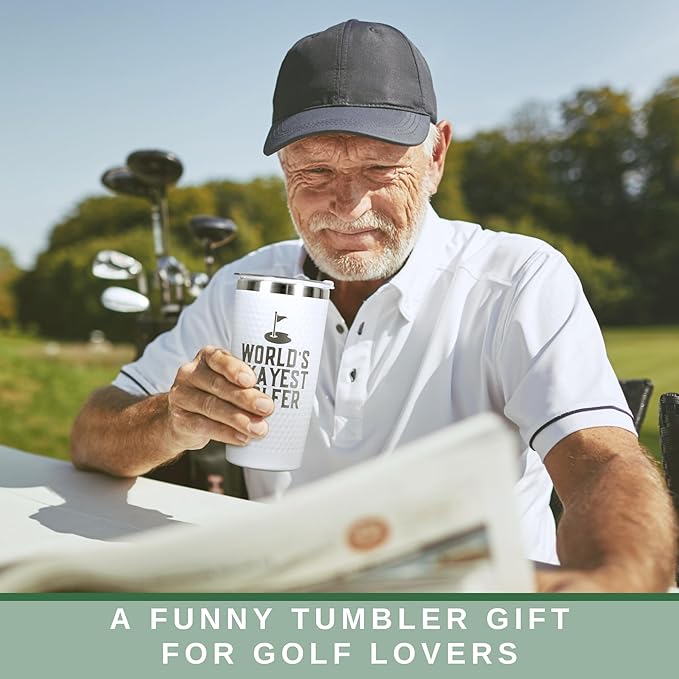 Golf Gifts for Men, Grandpa, Uncle, Golfer, Boss, Dad, Husband, Him, Boyfriend - Grandpa Uncle Gifts - Birthday, Christmas Gift for Golfers Men - 20 Oz Worlds Golfer Tumbler for Mens
