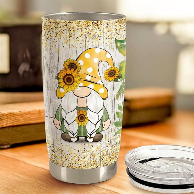 Gnome Couple Tumbler 20oz Stainless Steel Insulated Coffee Travel Mug Cup Gift for Wife Husband Boyfriend Girlfriend Gifts for Birthday Valentines Anniversary Christmas
