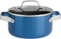 Bakken 3 Quart Ceramic Coated Stock Pot with Lid, Easy to Clean Nonstick Pot, Tempered Glass Lid, Riveted Stainless Steel Handles, Oven Safe Up To 500°F, PTFE & PFAS Free, All Stove Compatible, Blue