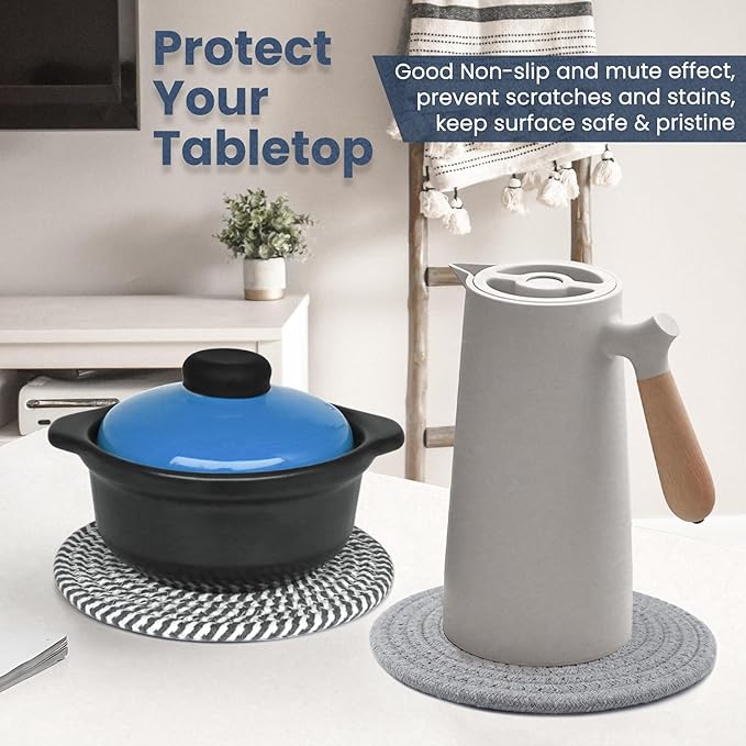 Trivets for Hot Dishes, 8 Inch Thicken Heat Resistant Pot Holders for Kitchen, 6 Pcs