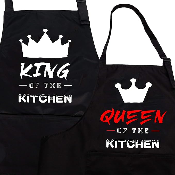 ZOORON Mr & Mrs 2-Piece Kitchen Aprons Set - Anniversary & Wedding Gifts for Couples