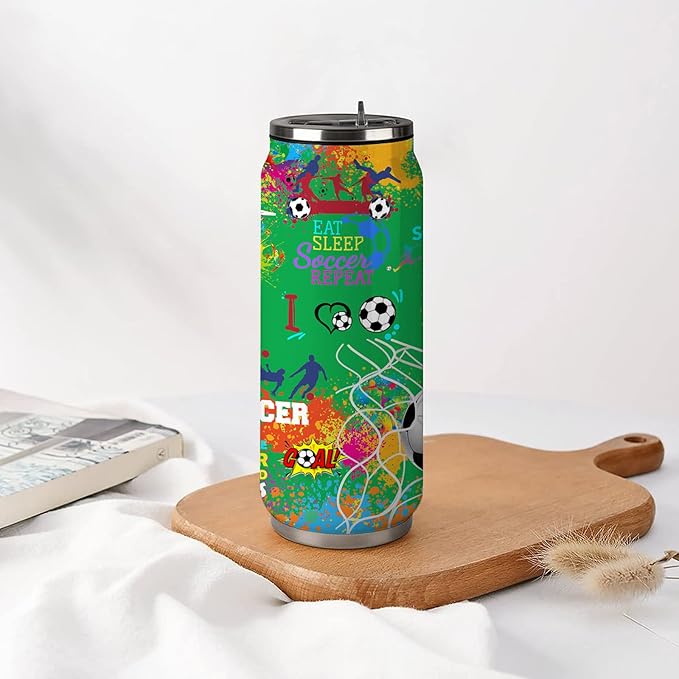 Soccer Tumbler 17oz Stainless Steel Insulated, Travel Coffee Cup, Sport Tumblers Gifts for Soccer Lovers, Men Women, Coach, Birthday, Christmas