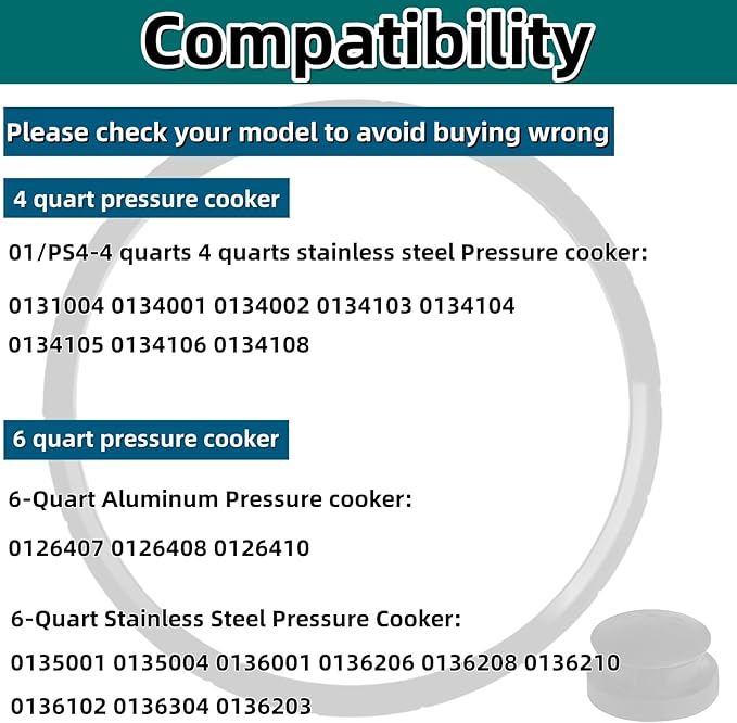 (2-Pack) 09936 Pressure Cooker Sealing Ring with Overpressure Plugs Compatible with Presto Pressure Cooker Various 6-Quart Models Replace 09936 09904 and 50295