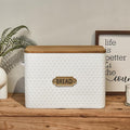 Farmhouse Style Rectangle Bread Box with Wooden Lid Vertical Spacious Bread Storage Container for Kitchen Countertop White（16.5 * 9 * 6.3 Inches