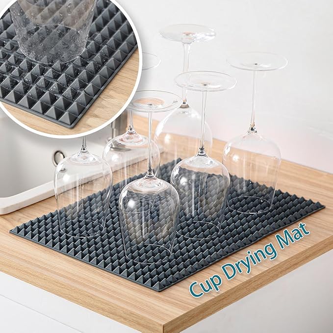 Colinda Silicone Dish and Cup Drying Mat - Extra Large Trivet for Hot Dishes, Large Size Hot Pots and Pads Coming Directly Out from the Stove or Oven,Drain Board,16" x 11.5",White