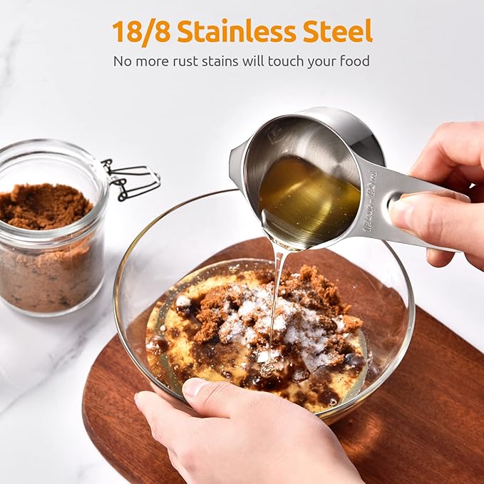 U-Taste Measuring Cups and Spoons Set of 15 : 7 Measuring Cups and 7 Measuring Spoons with 2 D-Rings and 1 Professional Magnetic Measurement Conversion Chart
