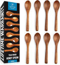 Zulay Kitchen Teak Wood Small Honey Spoons Set – 8 Piece Mini Wooden Honey Dippers, Handcrafted Natural Teak Wood, Durable, Smooth Finish & Food-Safe Design