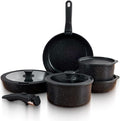 GOURMETIFIC® Pots and Pans Cookware Set [11 PIECES] - Non Toxic Ceramic Coated Cooking Ware - Induction, Gas & Oven Kitchenware - Non Stick Pot & Pan with Removable Handles & Stackable (Black)