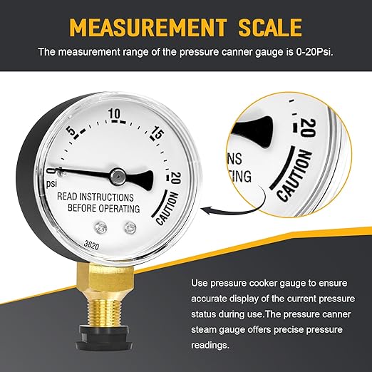 85729 Pressure Canner Steam Gauge Replacement for Presto Pressure Cooker Gauge Parts Fits Models 0175002 0175003 0175004 0178002 0178003 0178004 Pressure Canner Gauges