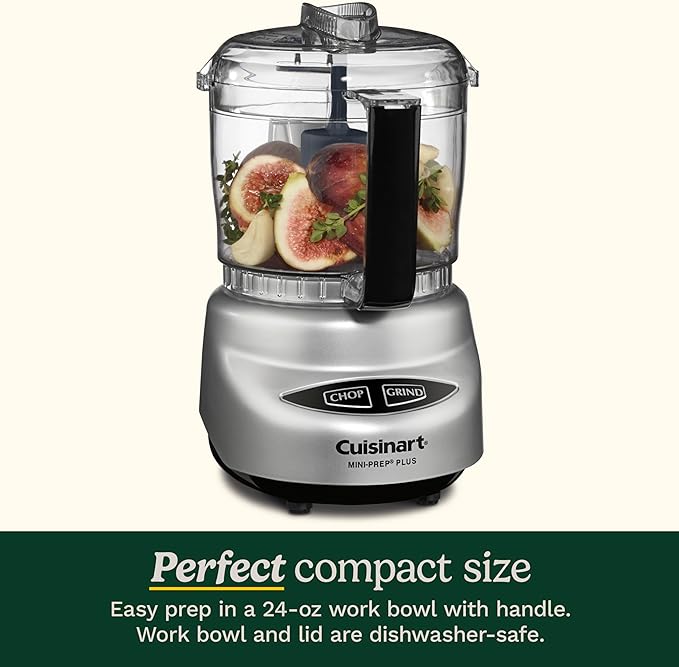 Cuisinart Mini-Prep Plus Food Processor, 24-Ounce Mini Food Processor to Chop Herbs, Vegetables, and Hard Cheese, 24-Ounce Work Bowl, Reversible Stainless Steel Blade, DLC-2APK, Pink
