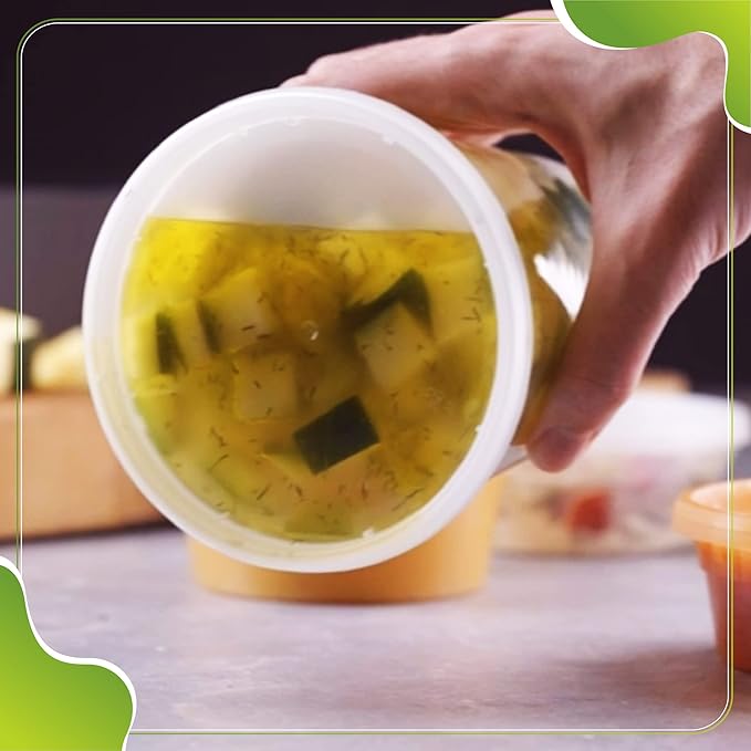 Deli Containers with Lids Leakproof - 50 Pack BPA-Free Plastic Microwaveable Clear Food Storage Container Premium Heavy-Duty Quality, Freezer & Dishwasher Safe (50 Set Combo).