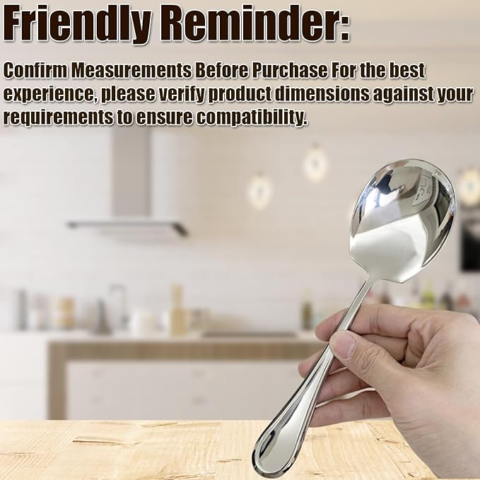 Small Serving Spoon 18/10 Stainless Steel 8'' Buffet Spoon,Dishwasher Safe,Pack of 1