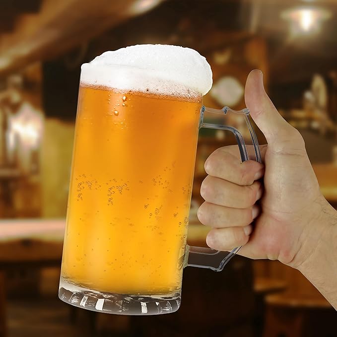 DISCOUNT PROMOS Glass Beer Mug 16 oz. Set of 10, Bulk Pack - Great for Wedding Favors, Groomsmen Gifts, Birthday Gifts - Clear Bottom Color