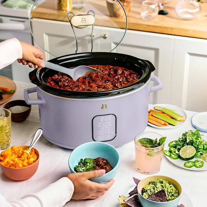 Beautiful 6 Qt Programmable Slow Cooker with Touch Control, Digital Timer and Keep Warm Function – Large Electric pot Capacity Kitchen Appliance by Barrymore (Lavender)