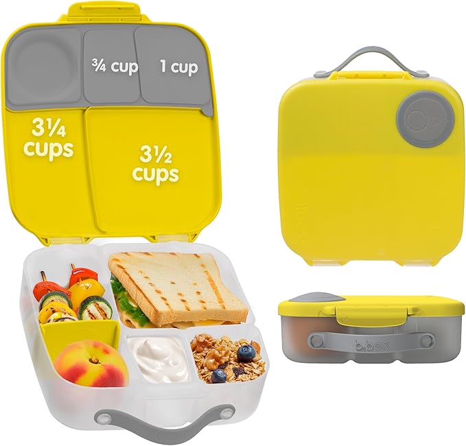 b.box Oversized Lunch Box for Kids: Bento Box with 4 Compartments (2 Leak Proof), Removable Divider, Gel Cold Pack. For Older Kids and Big Eaters Ages 3+. School Supplies. 8½ Cup Capacity