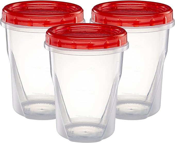 (32 Ounce 10 Pack) Twist cap Containers Clear Bottom With Red Top Screw on Lids Twist Top Food Storage Freezer Containers