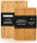 Daniks Bamboo Cutting Board Set of 2 with Juice Groove, XL 16x12 & L 13x9 in – Cutting Boards for Kitchen, Meal Prep, Serving & Charcuterie, Heavy‑Duty