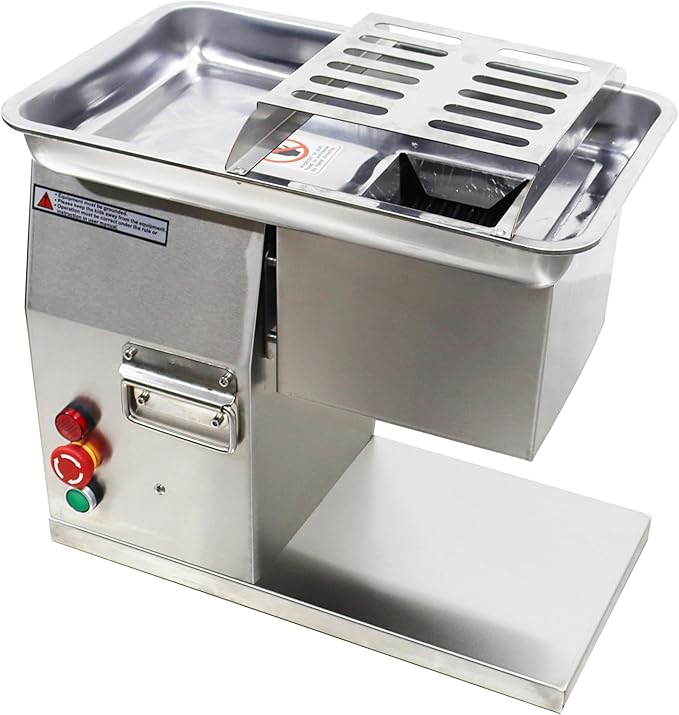 YF-90T 110V Tabletop Commercial Meat Slicer, Electric Food Slicer with 4mm Blade, 800W Stainless Steel Electric Meat Cutter Machine, Pork, Beef, Mutton, Pickled Foods