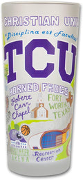 Catstudio Drinking Glass, Texas Christian University Glass Cup for Kitchen, 15oz Dishwasher Safe Tumbler for TCU Alumni