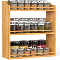 3 Tier Bamboo Spice Rack Organizer, Wood Seasoning Shelf, Spice Jars Storage Rack for Kitchen Countertop or Wall