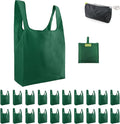 BeeGreen Christmas Green Reusable Shopping Bags Green Wholesale Reusable Grocery Bags Bulk Foldable-Machine Washable with Zipper Storage Pouch 20 Pieces