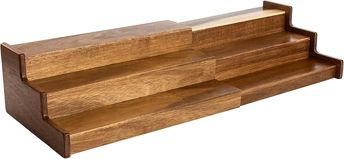 TB Home Acacia Wood 3 Tiered Spice Rack, 3 Tier Spice Organizer for Cabinet or Kitchen