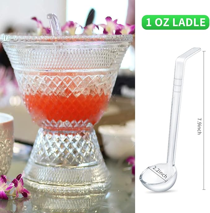 4 pieces 1 oz ladle clear small gravy ladle long handle Acrylic 7.9 Inch Perfect for Serving Dressings,punch bowl, Sauces and Toppings (1oz, small)