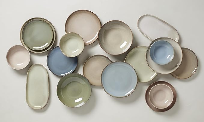 Oneida 897202 Organic Shades 12-Piece Dinnerware Set, Clay