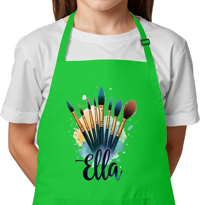 Kids Craft Apron with Custom Name for Painting and Arts – Personalized Apron, Great Christmas Stocking Stuffer or Gift Idea