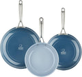 Ceramic Frying Pan Set with Stainless Steel Handle - Perfect Cookware Set for Steak & Non Stick Cooking - Ceramic Pans Set Non Stick Trendy Essential for Young Chefs(Blue)